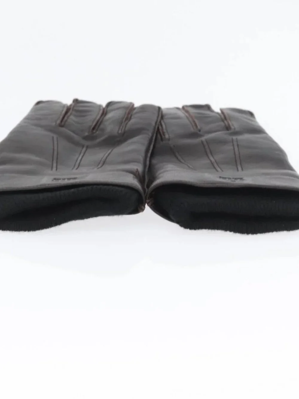 GUCCI Gloves Leather Black Auth bs33223